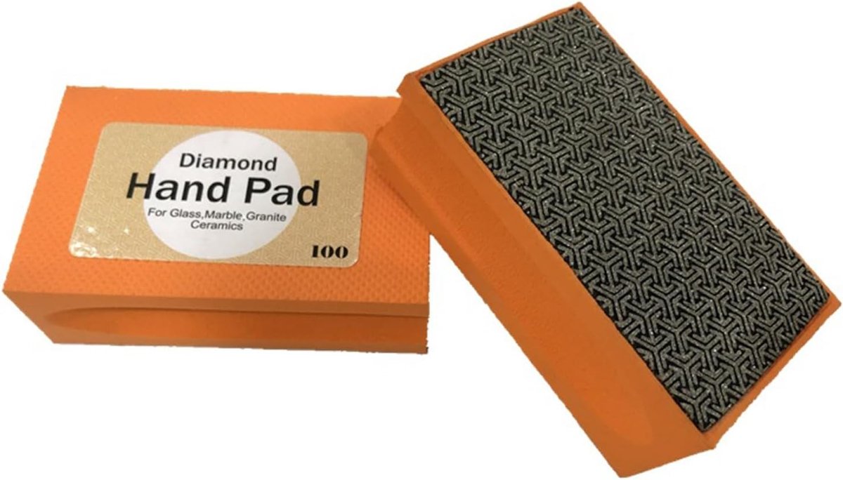 2 STKS Diamant Schuurblokken 100 Grit voor Handmatig Polijsten van Steen, Keramiek en Glas - Oranje Gegalvaniseerde Hand Pads voor Efficiënt Schuren