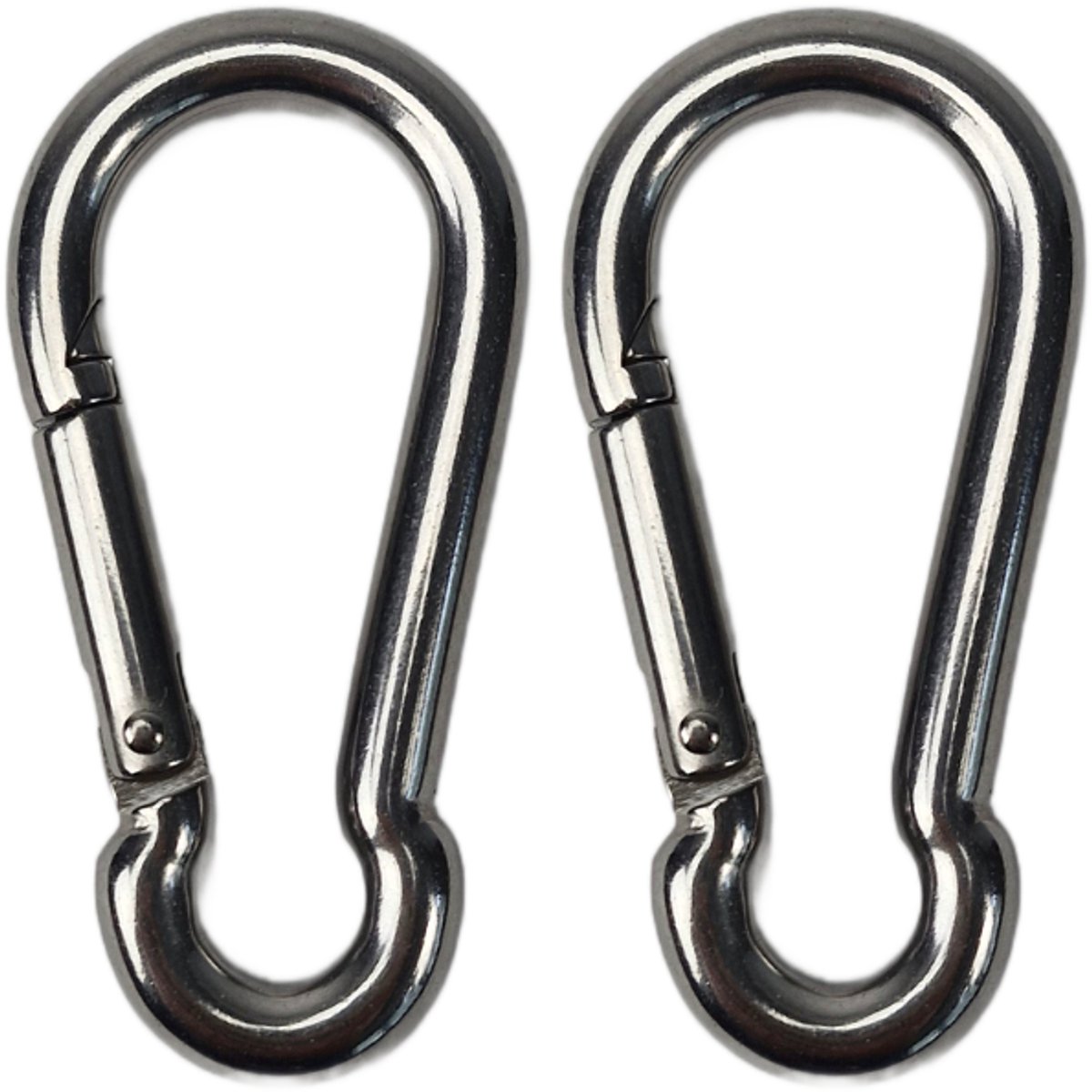 BCF-Products - Karabijnhaak - 8x80mm - 2 stuks - RVS 316 - Musketonhaak - Carabiner