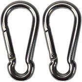 BCF-Products - Karabijnhaak - 8x80mm - 2 stuks - RVS 316 - Musketonhaak - Carabiner