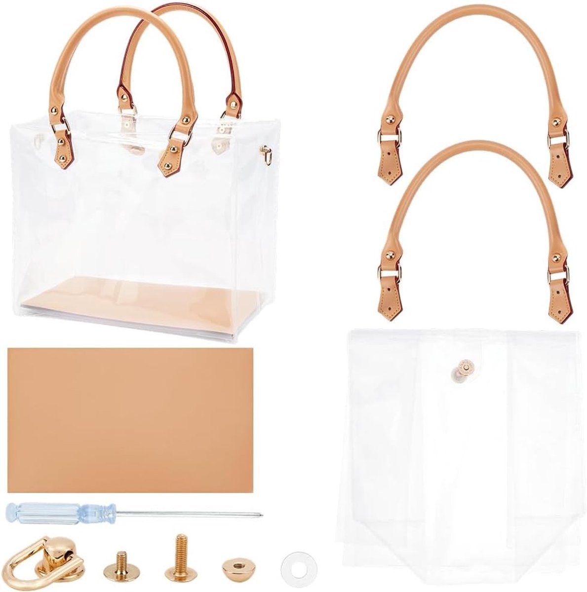 Transparante PVC Boodschappentas Maken Kit met Accessoires en Gereedschap voor Handgemaakte Tassen, Ideaal voor Volwassenen en Beginners met Bodem en Handvat, Creatief DIY Project