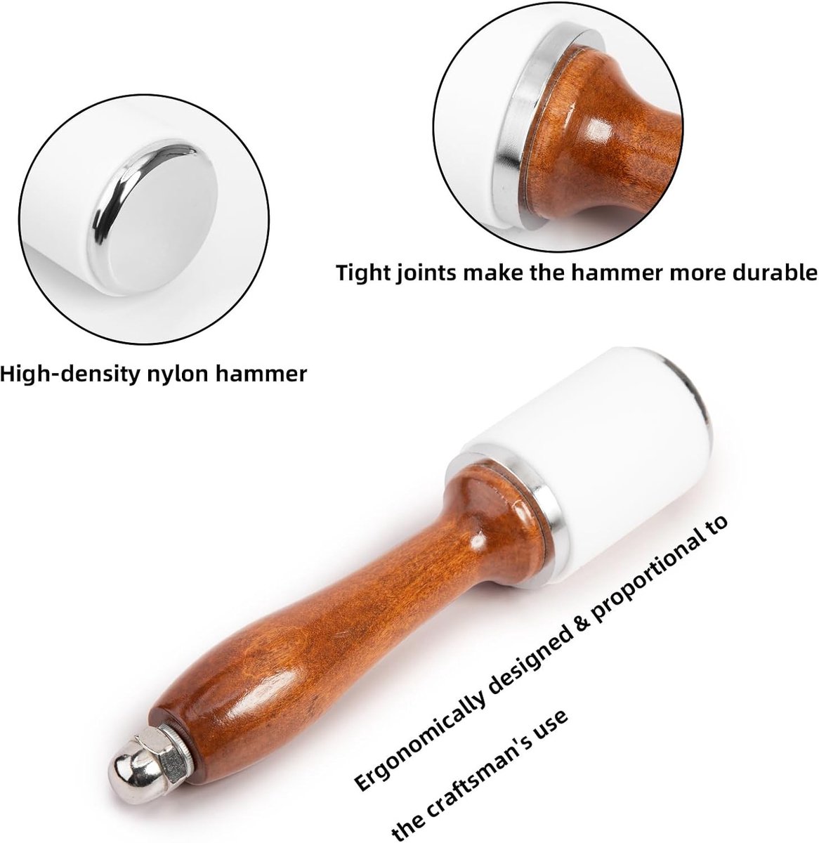 Houten Hamer voor Leerbewerking, 460g Nylon Hamer, Rubber Hamer, DIY Gereedschap voor Snijden en Stansen van Leer
