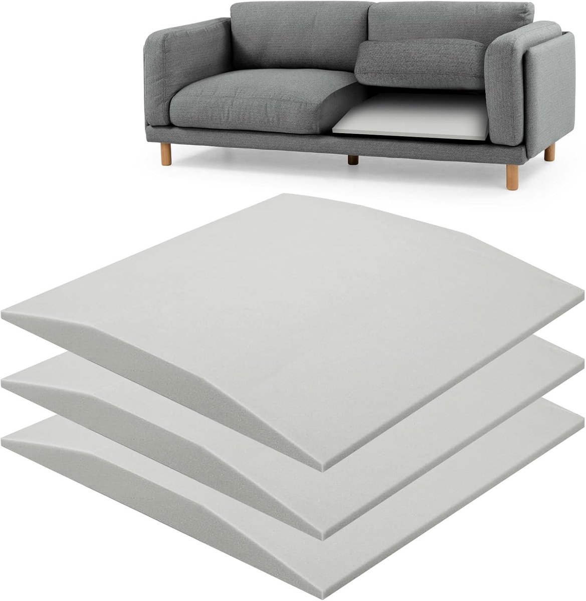 Zitbank Beschermhoes en Schuimsteun 50x50x5cm - Hoogwaardige Ondersteuning voor Versleten Kussens, Sofa Reparatie en Comfort Verbetering