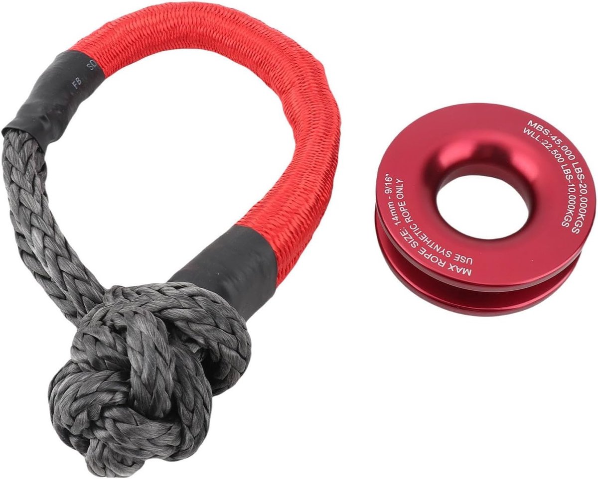 Synthetic Soft Recovery Ring met Winch, 4x4 Trekhaak Touw en Blok Pulley Kit voor Off-road ATV UTV Trailer en SUV