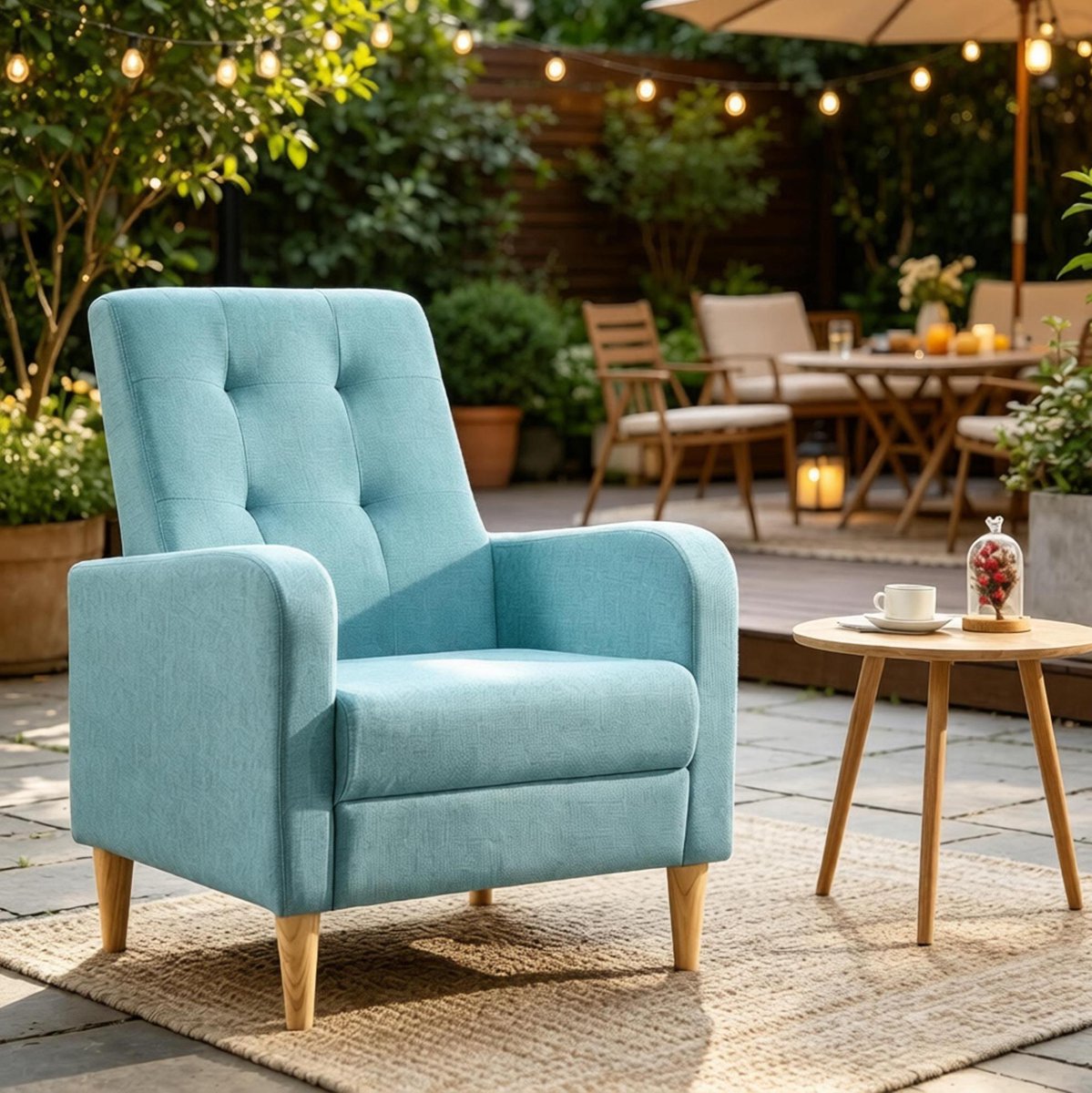 MIVRAY Fauteuil 68 x 61 x 90,5 cm - Ergonomische TV-stoel en Leesstoel - Voor Woonkamer Slaapkamer en Balkon - Linnen Blauw