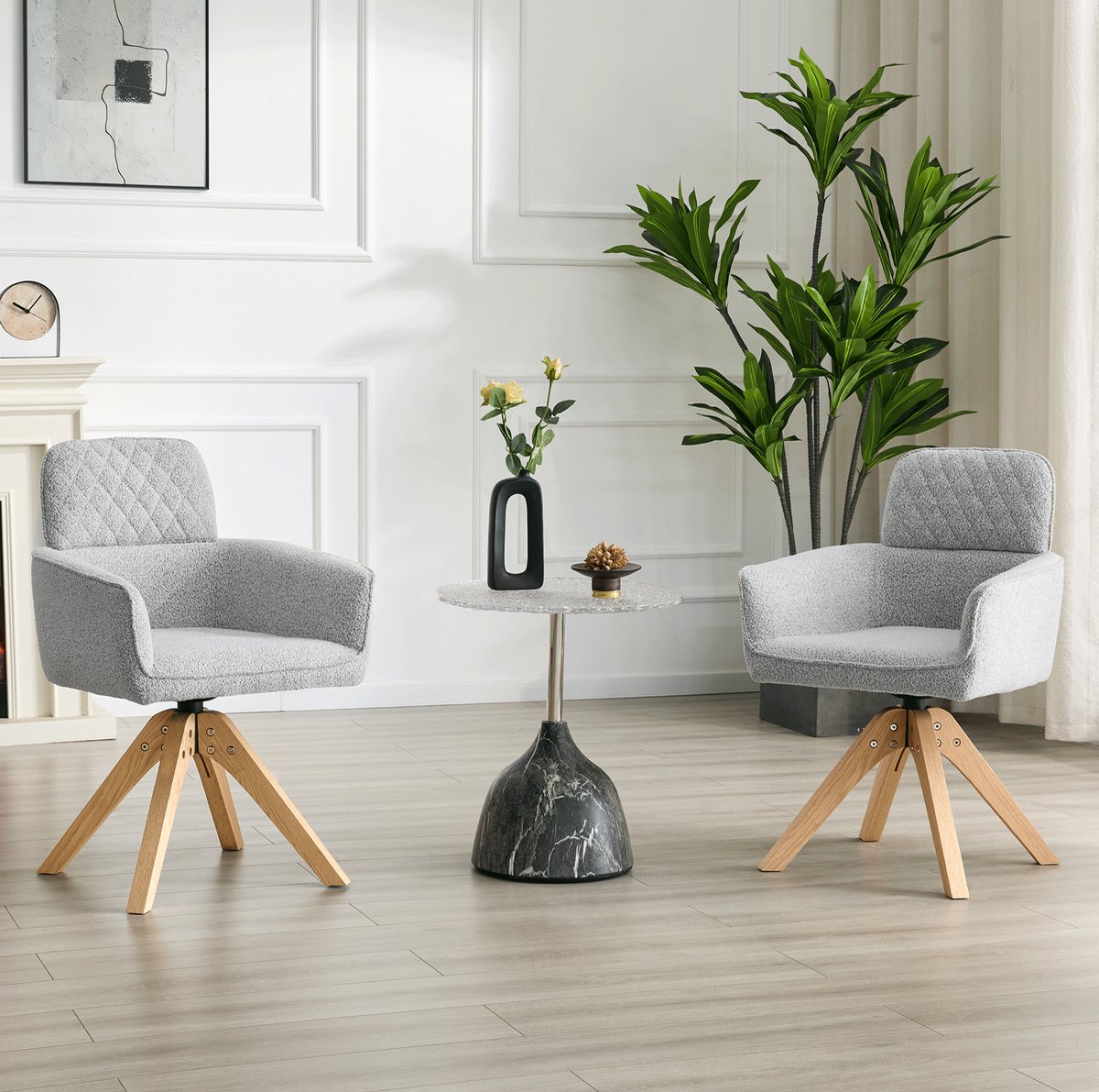 STILVORA Eetkamerstoel 85 Cm - Set Van 2 Met 360 Graden Draaifunctie En Armleuningen - Voo