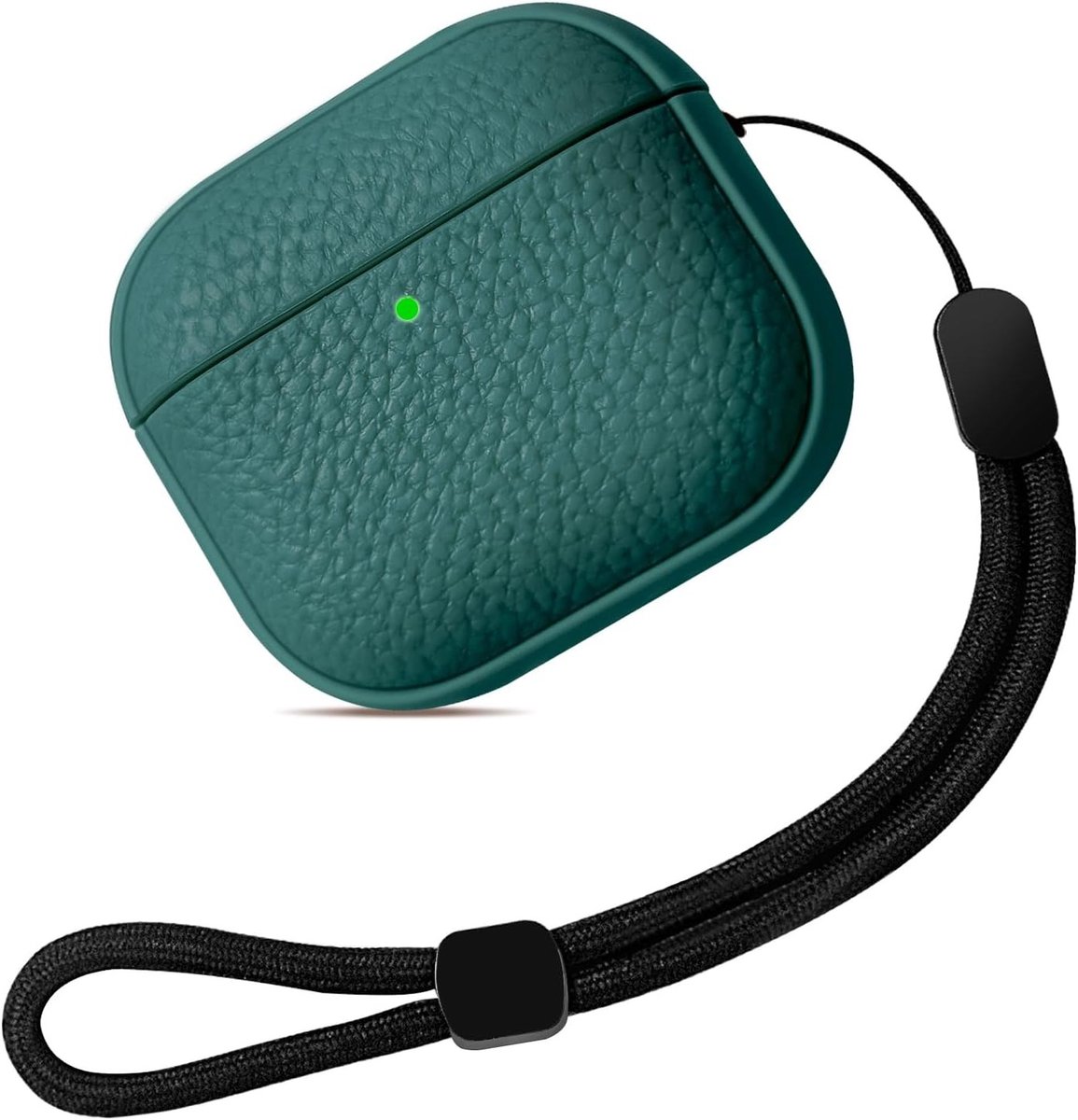 Beschermende TPU Hoes voor Airpods 4 met Polsband, Schokbestendig en Valbestendig, Donkergroen Textuurontwerp
