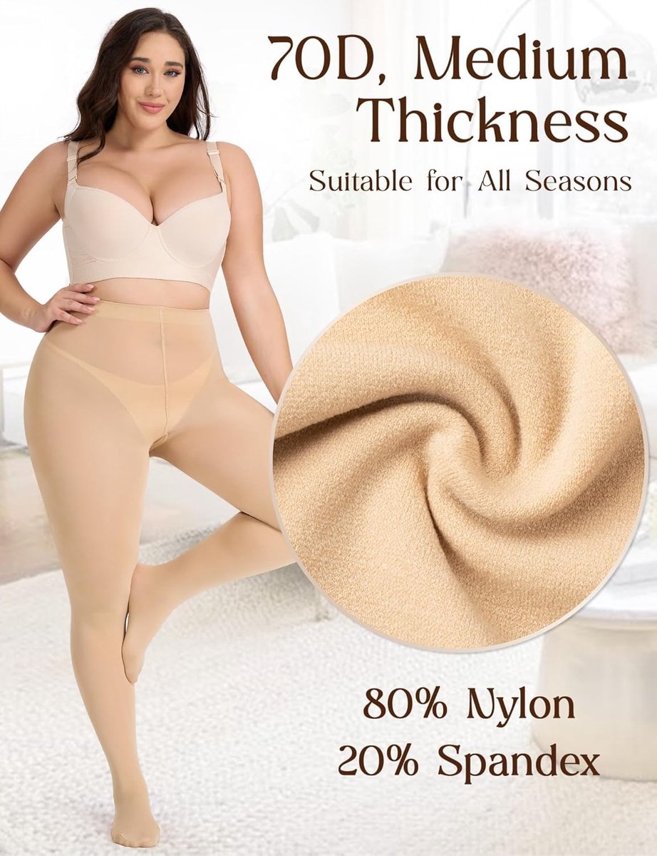 Thermische Maillot voor Curvy Vrouwen, Opaque Tights met Hoge Taille, Microfiber 70 Denier Plus Size, Ideaal voor Koude Dagen, XL tot 4XL