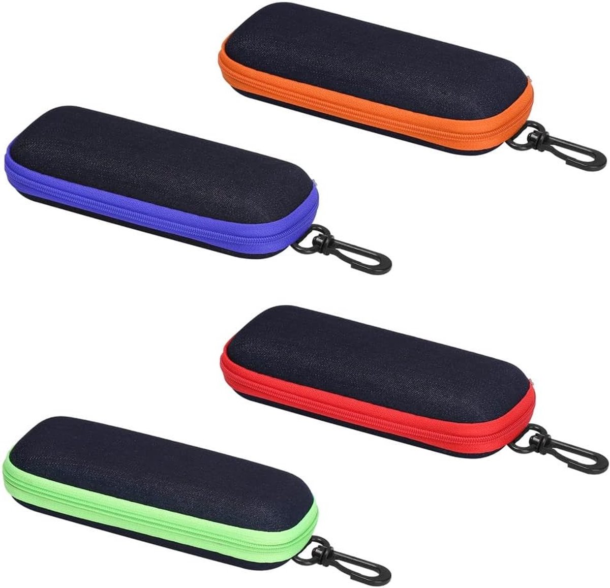 Set van 4 Zachte Brilcases - Harde Brilcase, Waterdichte Brilbox, Draagbare Brilhouder voor Buitenactiviteiten voor Mannen, Vrouwen en Kinderen in Oranje