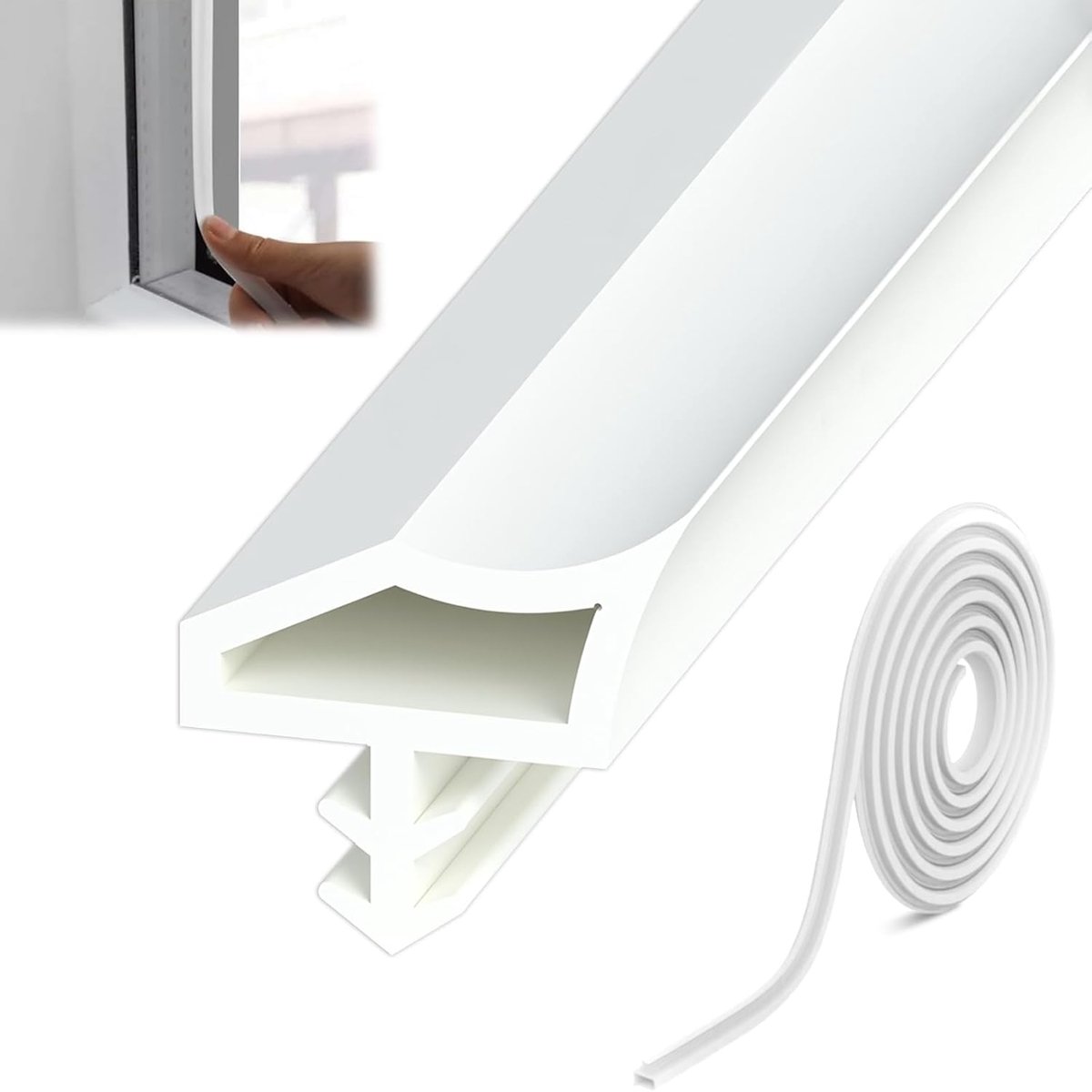 Thijox - Deurafdichting voor Geluidsisolatie en Tochtstopper, Wit Houten Kozijn, Vochtbestendig, Botsingsvermijding, 2 Stuks