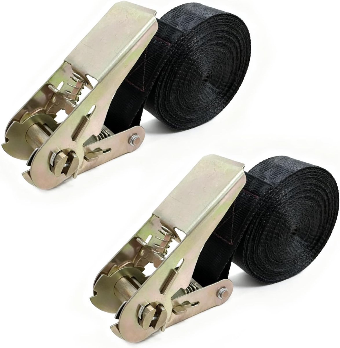 Thijox - 2 Stuks 6m Ratelriemen - Verstelbare Bevestigingsriemen met Clipsluiting - Kofferriemen voor Vaste Lasten - Zwart - 6m x 2,5cm - Geschikt voo