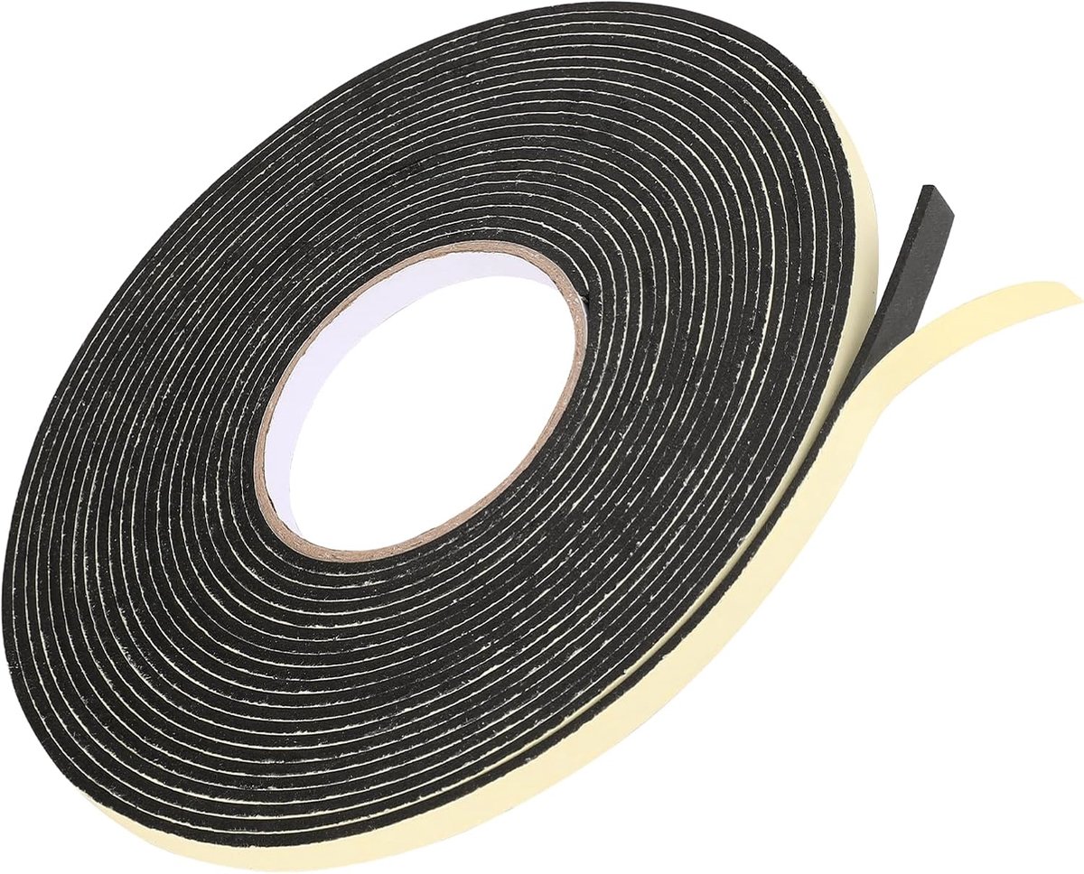 Thijox - Afdichtingstape zelfklevend voor deuren en ramen, 10 mm x 2 mm x 15 m, schuimtape, rubberen afdichting tegen koude tocht, geluiddicht, waterd