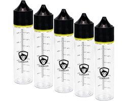 Thijox - Set van 5 Copackr Chubby Gorilla V3 Druppelflessen 60 ml - Plastic Vloeistofflessen voor Olie, Inkt en Chemicaliën - Kindveilige Dop - Perfec