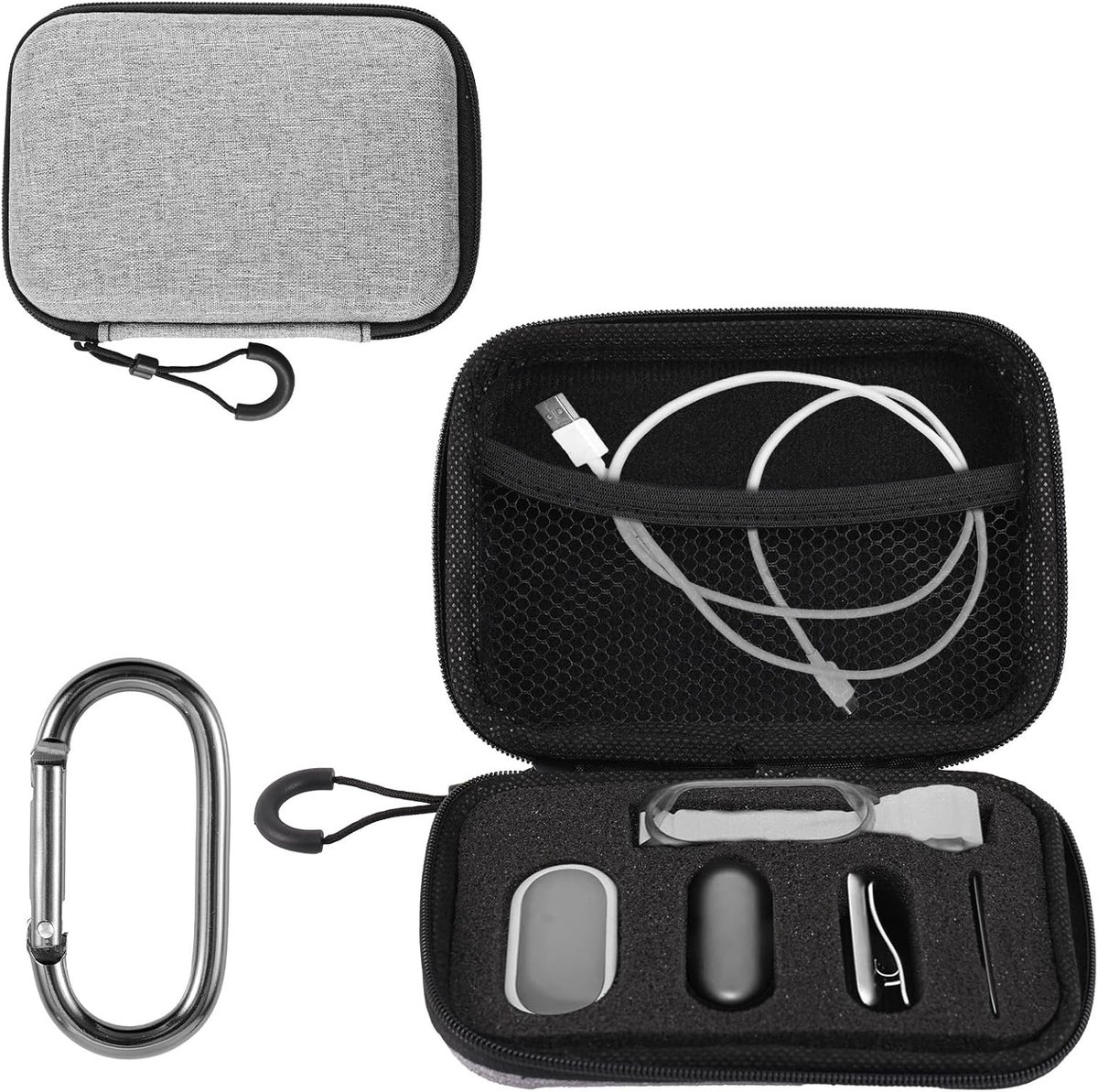 Draagbare Beschermhoes voor AI Voice Recorder, Zachte EVA Case met Carabiner, Ideaal voor Opnames en Reizen, Geschikt voor Mannen en Vrouwen (Zwart)