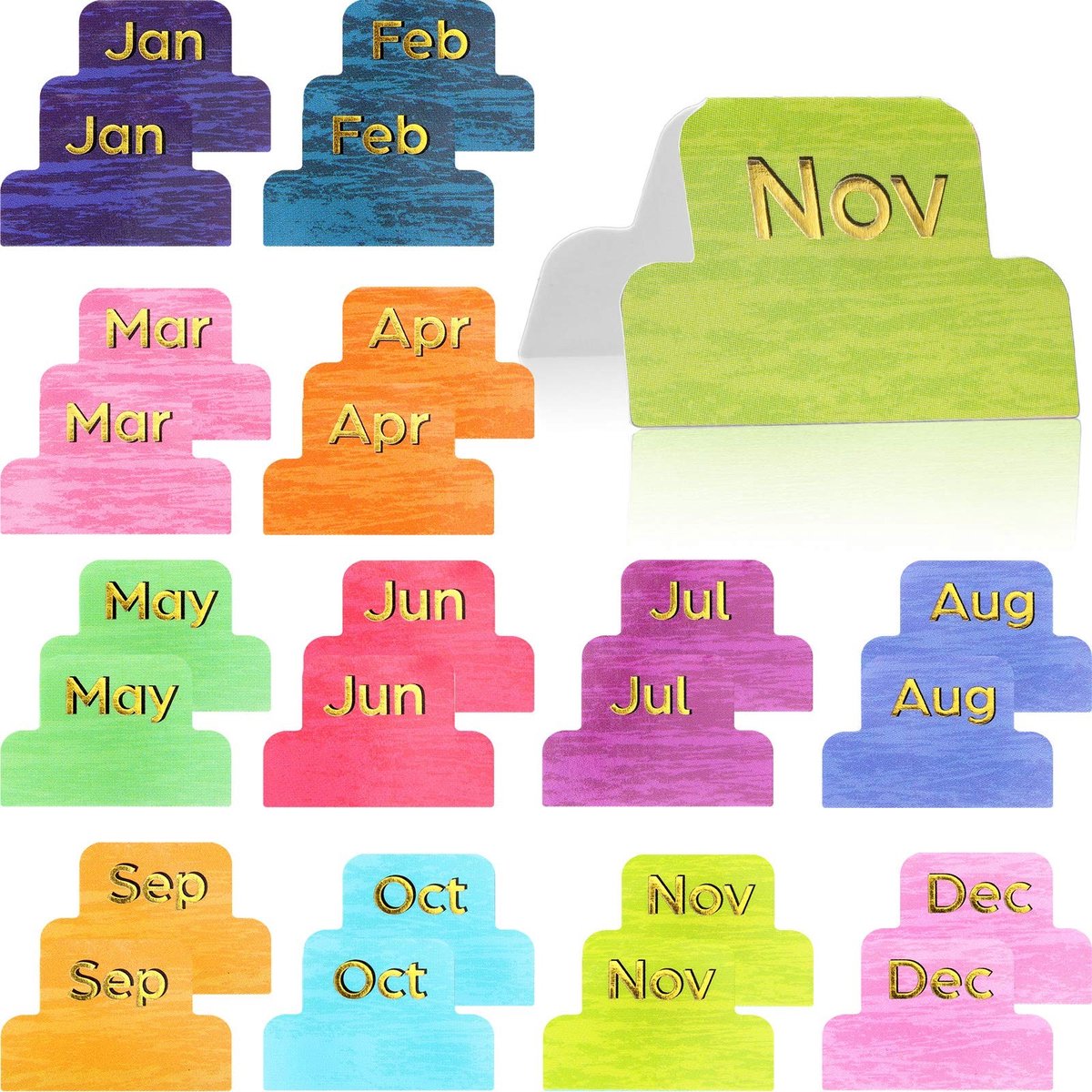 Dailygoods- Planner Tabs 24 Stuks - Maandelijkse Stickers - Zelfklevend - Decoratieve Accessoires - Geschikt voor Planners - 16,5 x 15,5 cm - Plannerstickers