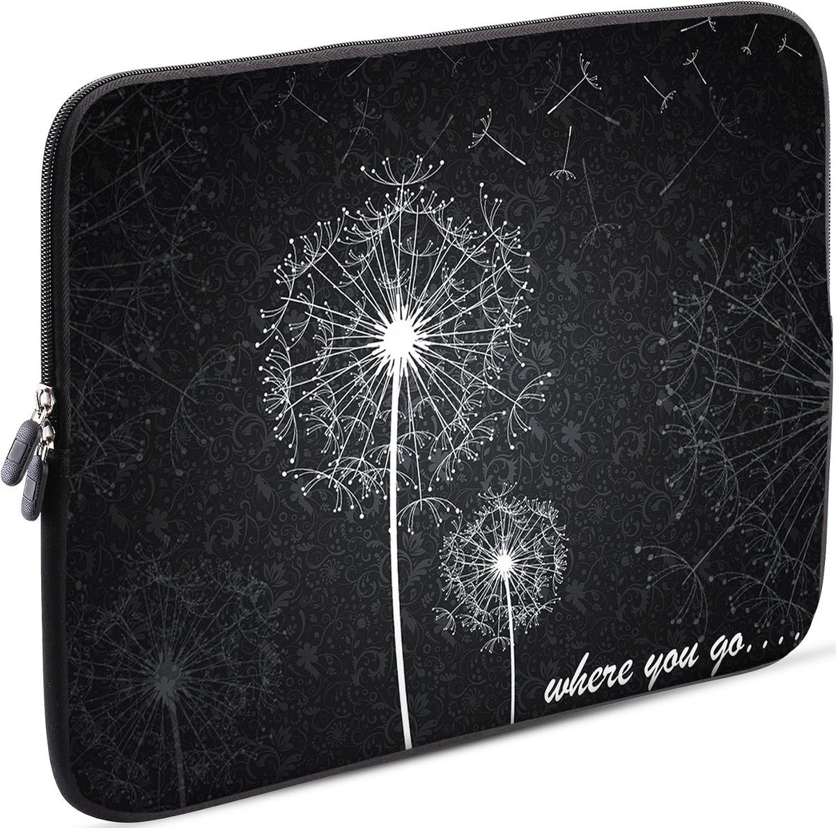 Thijox - Neopreen Laptoptas 14-14.2 Inch - Universele Notebooktas met 42 Ontwerpen - Zwart - Schokbestendige PC Computerhoes voor Bescherming en Acces
