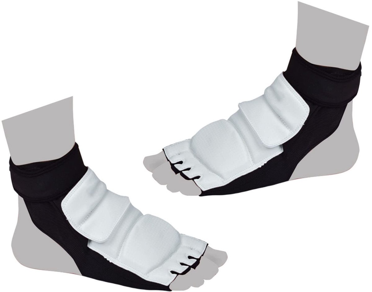 Dailygoods- Voetbeschermer Ademende Comfortabele Taekwondo - PU-leer - Schuimkatoen - Zwart-witte kleurencombinatie - Set van 2 - Geschikt voor Vechtsportliefhebbers - Kickboksbeschermers