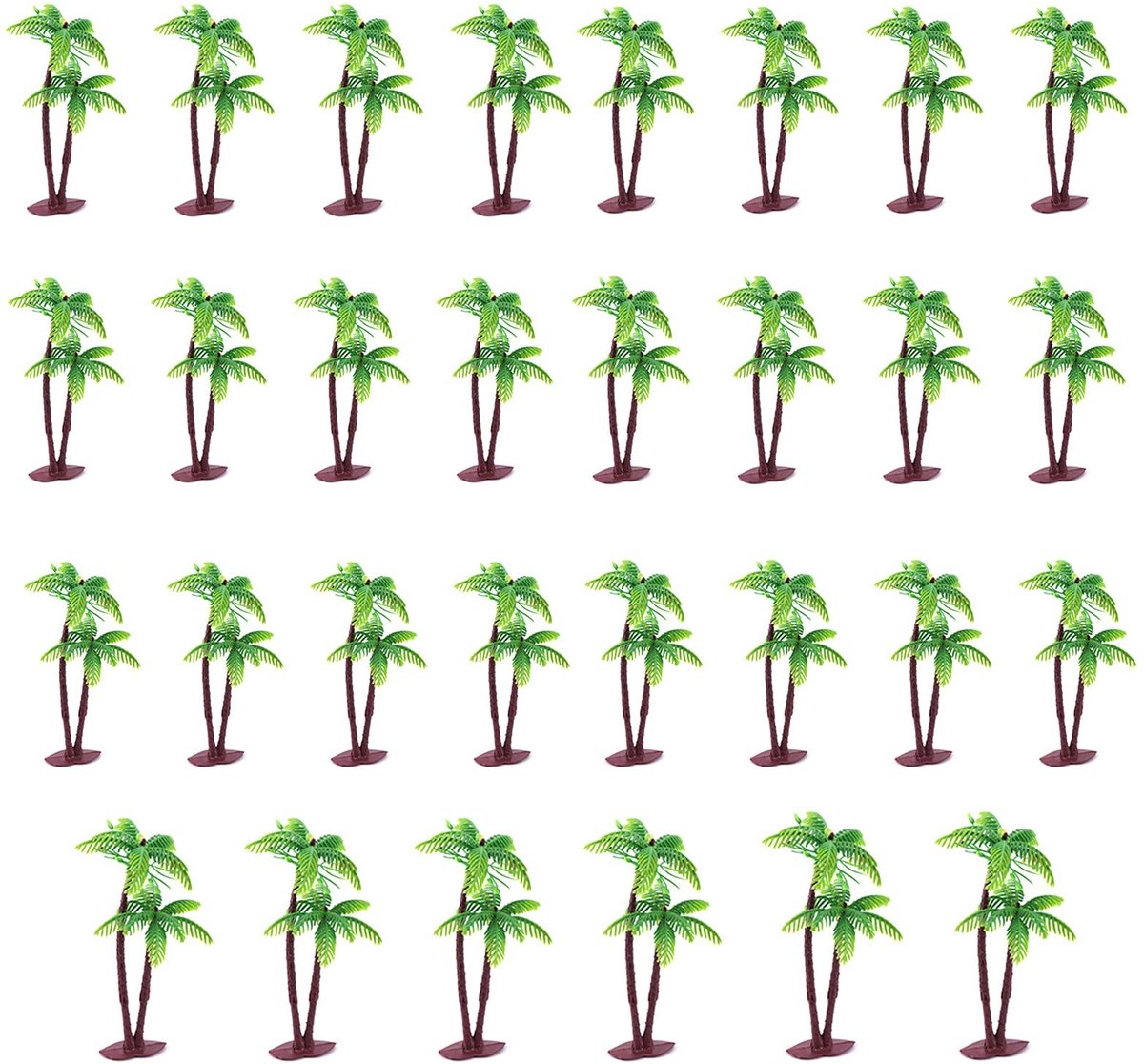 Dailygoods- Kokospalmen - 30 stuks - Taartdecoratie - Cupcake-toppers - Modelbomen - Veelzijdig gebruik - Lengte ca. 8,5 cm