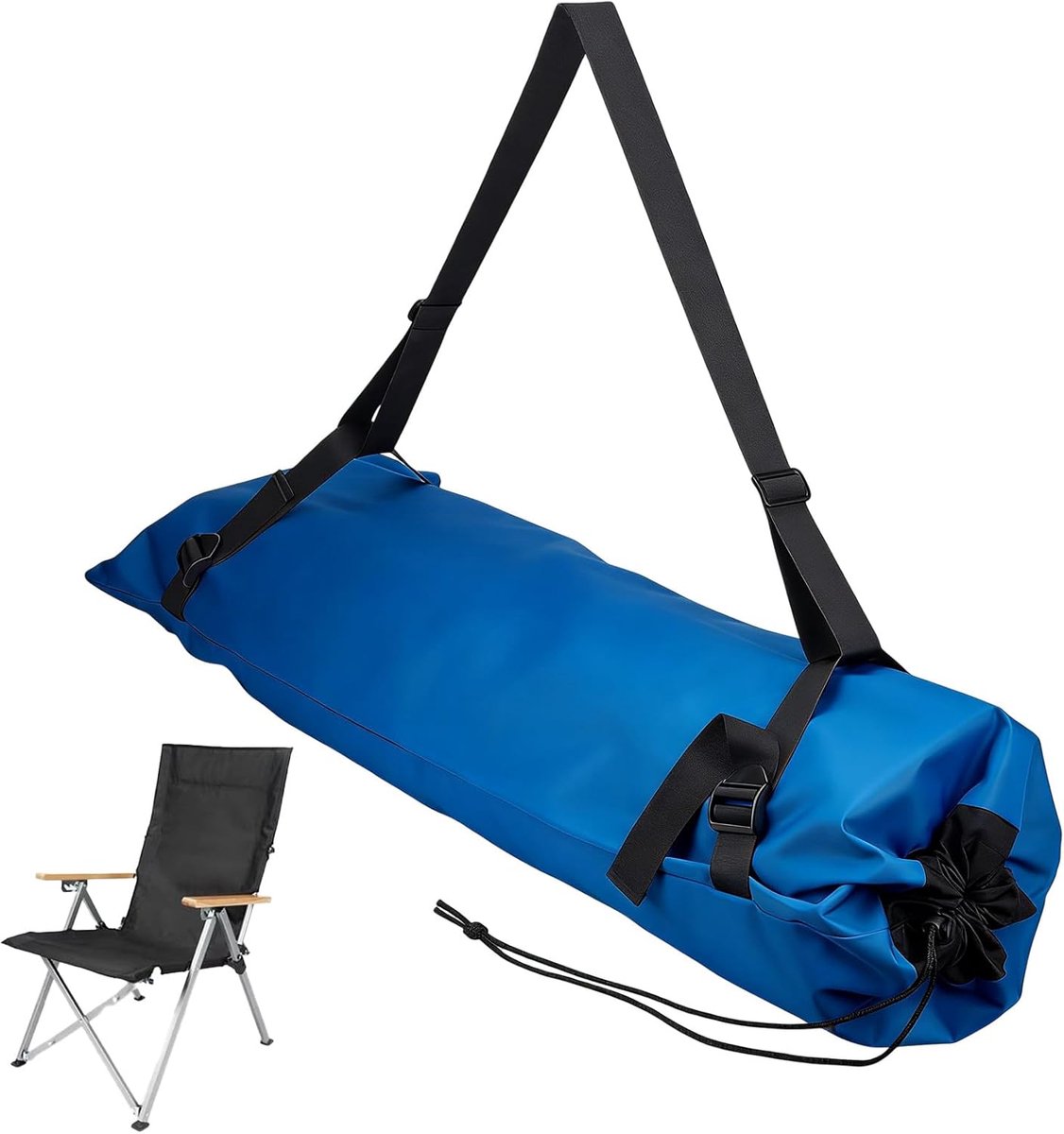 Thijox - Reservetas voor Campingstoel 122 cm - Zware Grote Opbergtas - Opvouwbare Draagtas met Schouderriem - Blauw voor Outdoor, Camping, Tuin en Rei