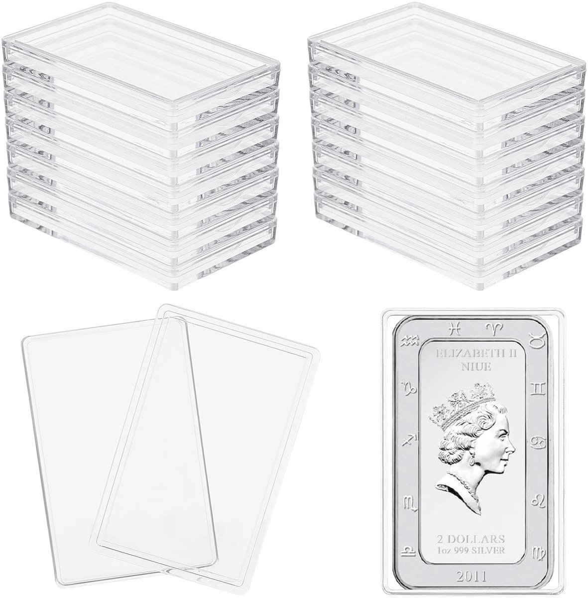 Dailygoods- Bar Case 18 Stuks - Acryl Houder - Zilveren Staven - Opslag Container - Doorzichtig - Schokbestendig - Opslagdoos
