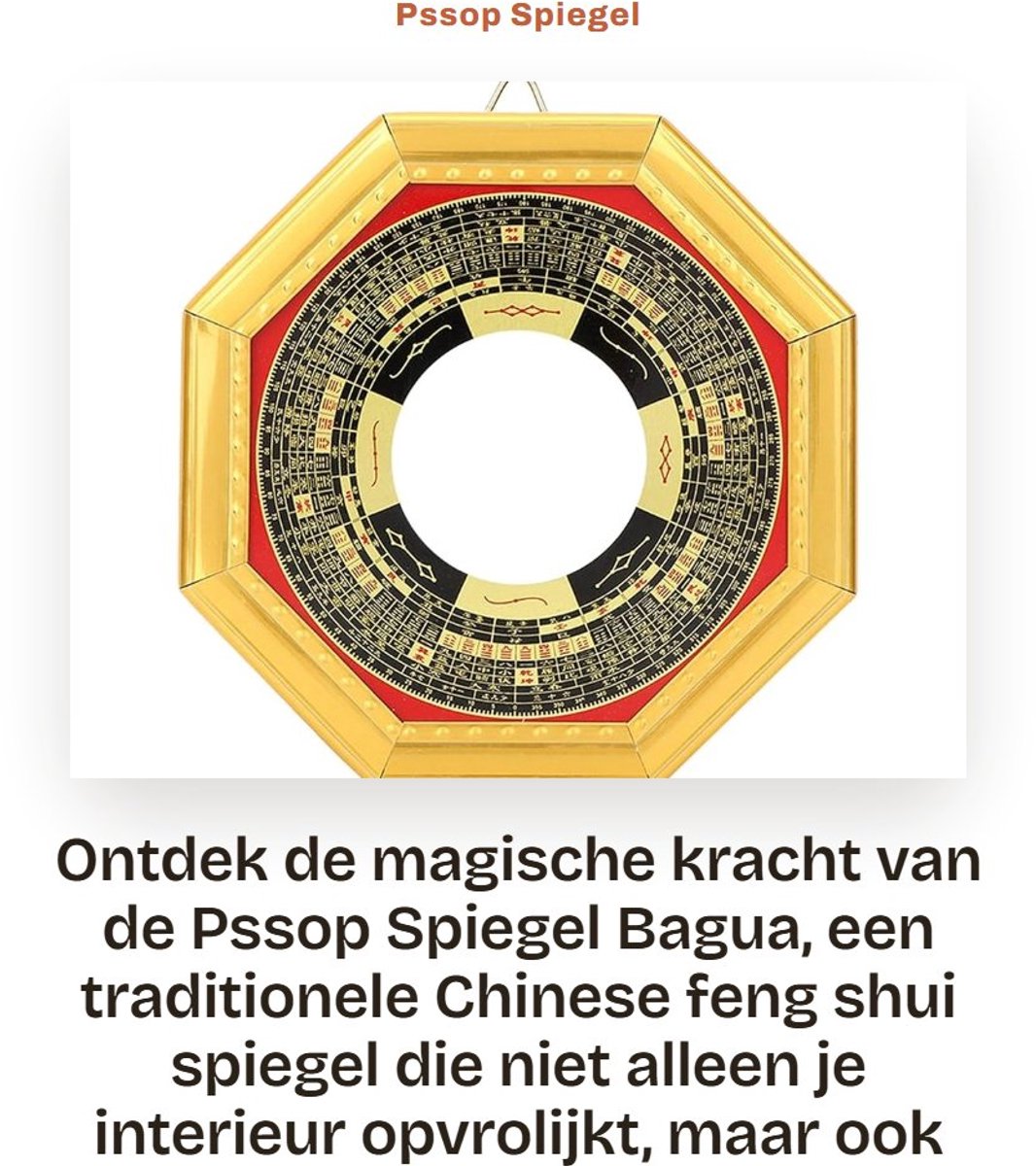 Dailygoods- Spiegel met Verlichting - Convexe Spiegel - Houten Spiegel - Feng Shui Spiegel - Traditionele Bagua Spiegel - Afmeting 13,5 cm - Decoratiespiegel