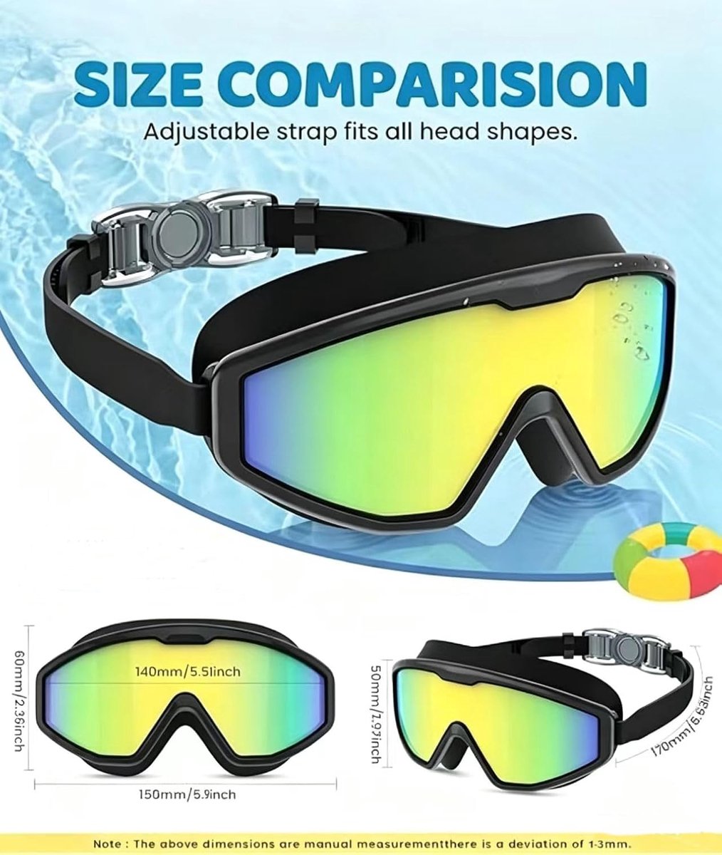Thijox - Duikbril Kinderen, Zwembril voor Jongens en Meisjes, Snorkelmasker 180° Panorama, Verstelbare Siliconen Band, Anti-lek Duikmasker voor 3-14 J