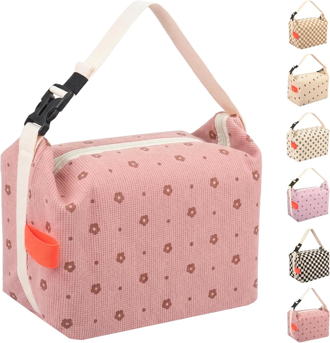 Thijox - Grote Capaciteit Lunchtas Roze - Waterdicht, Vetbestendig, Aluminium Isolatie, Corduroy Weefsel, Ideaal voor School, Kantoor, Picknick