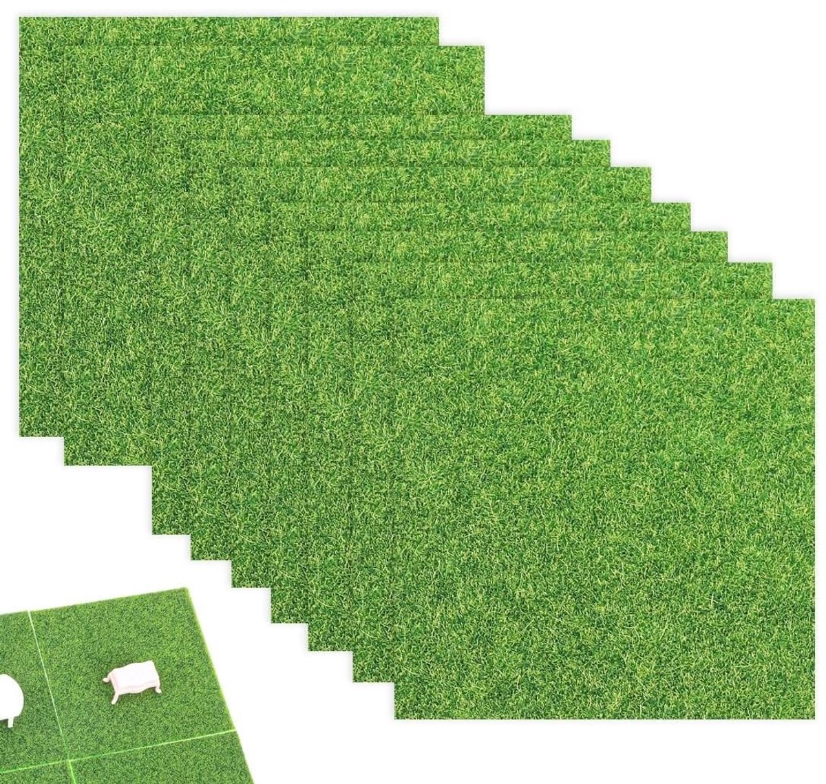 Dailygoods - 10 stuks kunstgras voor doe-het-zelfprojecten, miniatuurtuinen en binnendecoraties, 15 x 15 cm.