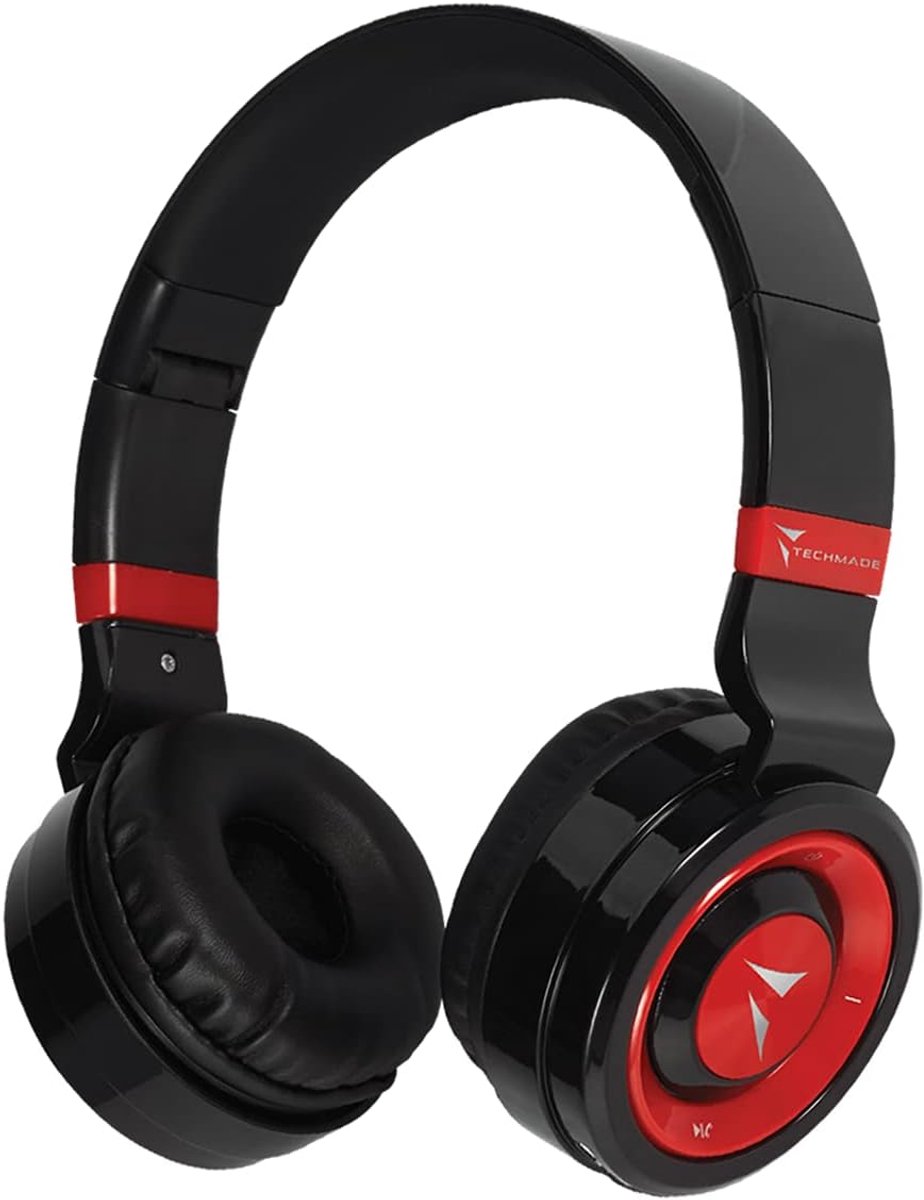 Thijox - Draadloze Bluetooth Hoofdtelefoon Rood met FM-radio, SD-slot, Jack-ingang, Opvouwbaar, Compact, Ideaal voor Muziek, Sport, Reizen, en Dagelij