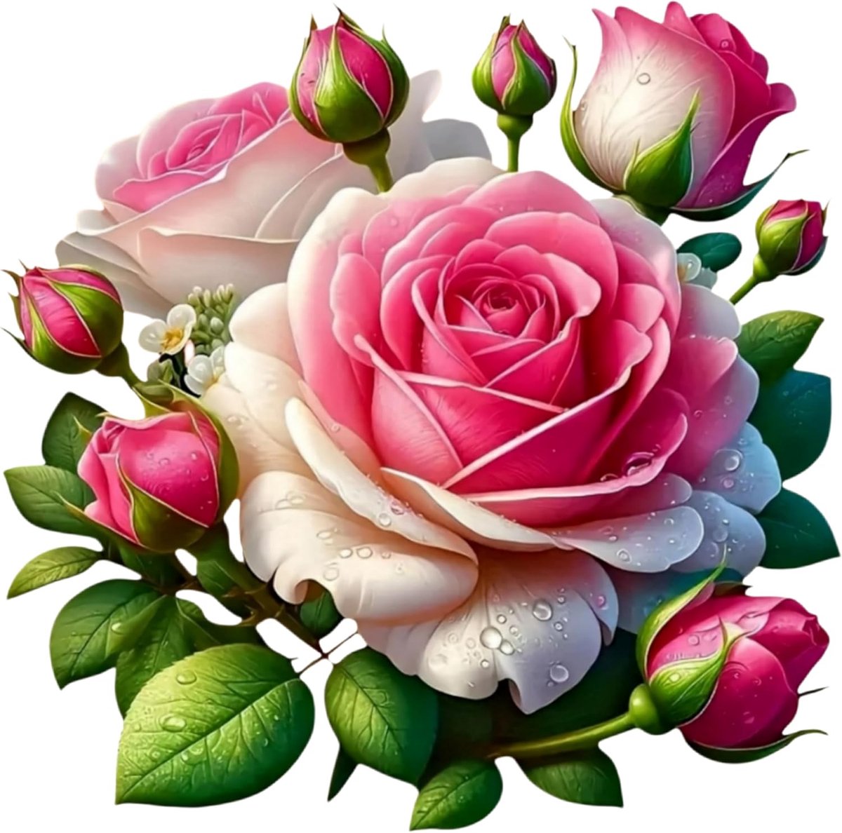 Thijox - Roze Roos Boeket Bloemen Sticker 14 cm - Waterdichte Autostickers, Glanzende Bumperstickers, Duurzame Gebloemde Autostickers voor Auto's, SUV