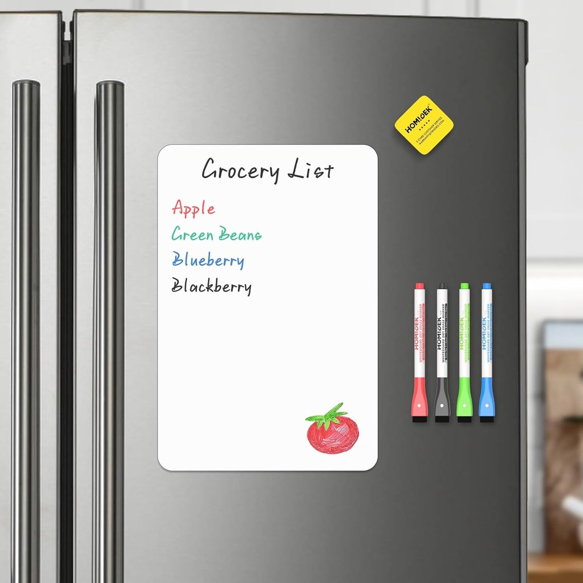 SnelShoppen - Magnetisch Droog Erase Whiteboard voor Koelkast - Flexibel, Makkelijk te Schrijven en Schoon te Maken met 5 Magnetische Markers en 1 Wis