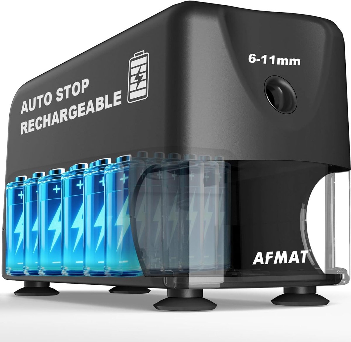 Thijox - Krachtige elektrische puntenslijper met auto-stop, oplaadbaar, snel slijpen in 2 seconden voor pennen 6-11 mm, perfect voor school, kantoor,