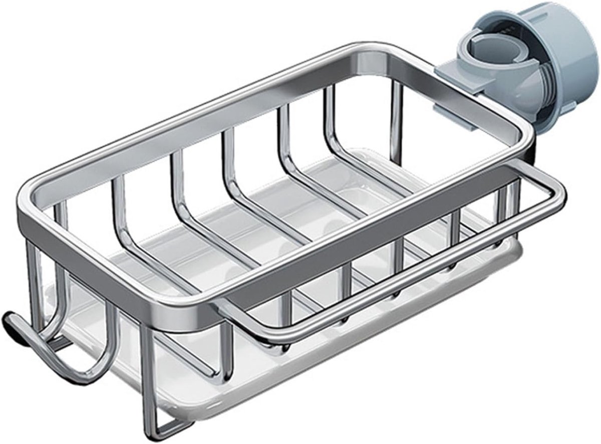 Multifunctionele Keuken Kraan Organizer met Drip Tray, Rvs Caddy voor Spons, Afwasmiddel en Borstel, Ideaal voor Keukenwerkblad en Opberging