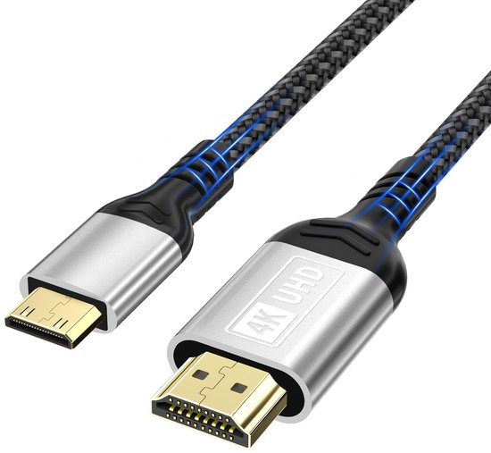 Thijox - Mini HDMI naar HDMI-kabel 1M, 4K@60HZ Mini HDMI 2.0 kabel, UHD 3D HDR ARC voor Raspberry Pi Zero, Canon, Nikon, Tablet, Camcorder, Projector