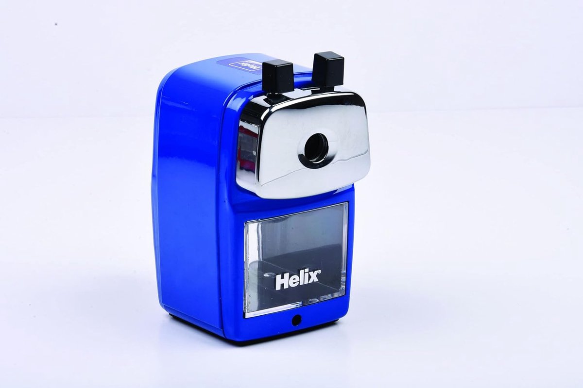 Thijox - Helix Metalen Desktop Slijper voor Standaard en Jumbo Potloden, Blauw, Duurzaam Slijpmechanisme, 5 Slijpinstellingen, Bureaubevestiging, Anti