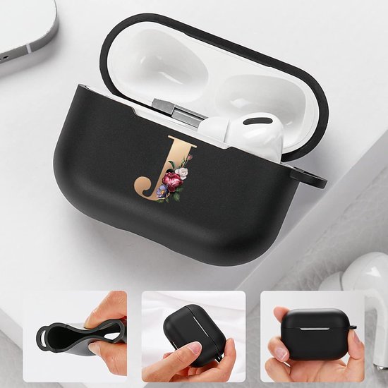Hoesje voor AirPods Pro 2 met karabijnhaak, zachte TPU zwarte hoes met patroon AirPods Pro 2 2022 oplaadcase AirPods Pro 2e generatie hoes van hoesje — afbeelding 3