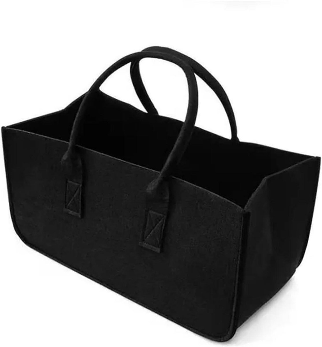 Brandhoutmand - Opbergtas Haardhout - Haardhout Opslag - Grote Capaciteit - 50 x 25 x 25 cm - Zwart