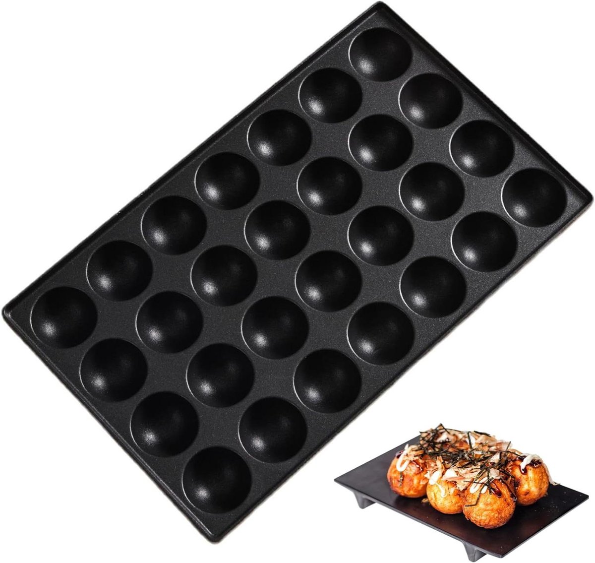 Takoyaki Pan - Octopus Ball Maker - Snacks Maken - 28 Gaten - 28 x 30cm - Zwart