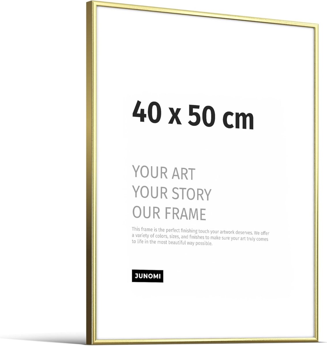 JUNOMI® Fotolijst 40 x 50 cm - glanzend goud aluminium, metalen wanddecoratie, breukbestendig acrylaatglas, extra - ShopVlot