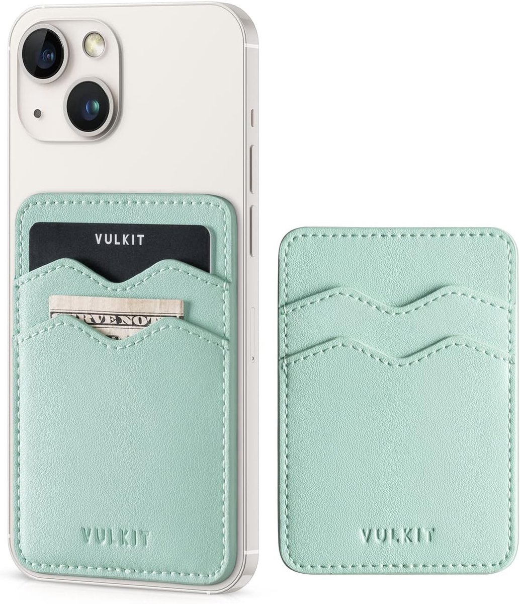 VULKIT Telefoon Pashouder Slanke Lederen Zelfklevende Kaarthouder voor Mannen of Vrouwen RFID Blokkeren Credit Card - ShopVlot