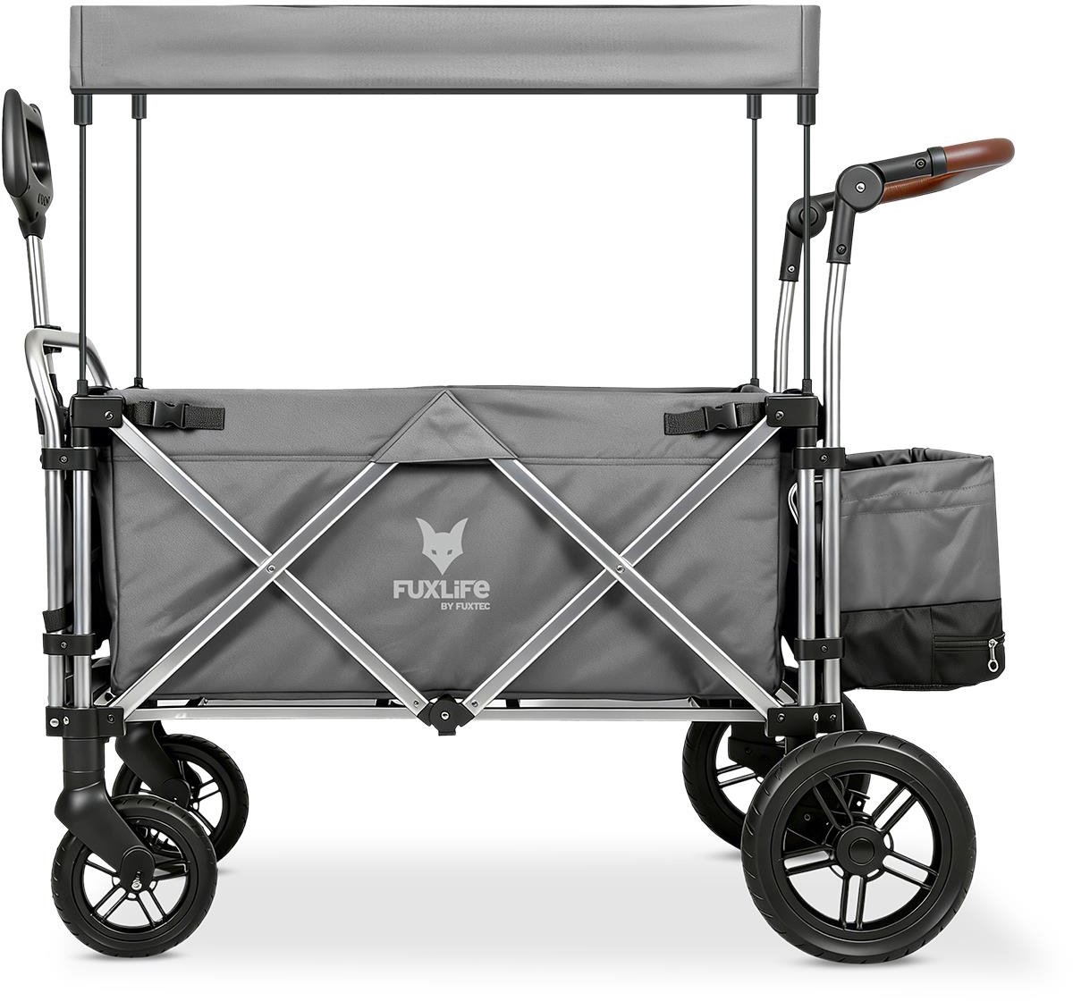 Bol.com FUXLIFE by FUXTEC CTL900 Bolderkar Luxe - Opvouwbaar - Grijs | Met Veiligheidsriemen & Zonnedak - Strandkar & Handkar - ... aanbieding