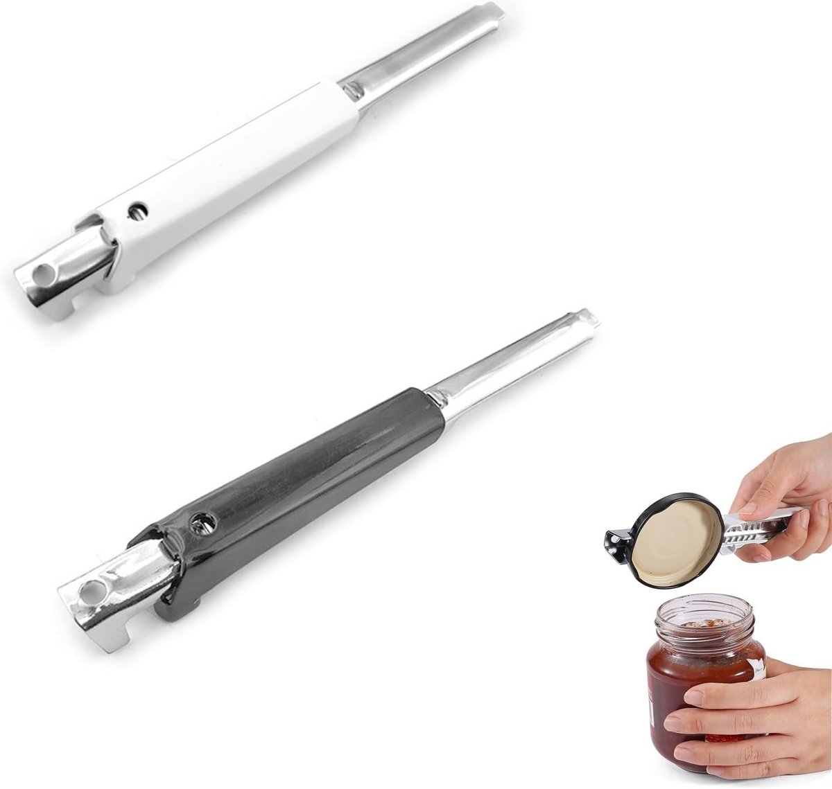 Handige Flesopener voor Senioren, Eenvoudig Deksel Openen, Arthritis Vriendelijk, Verstelbare Handgreep, RVS Flesopener voor Gemakkelijk Gebruik