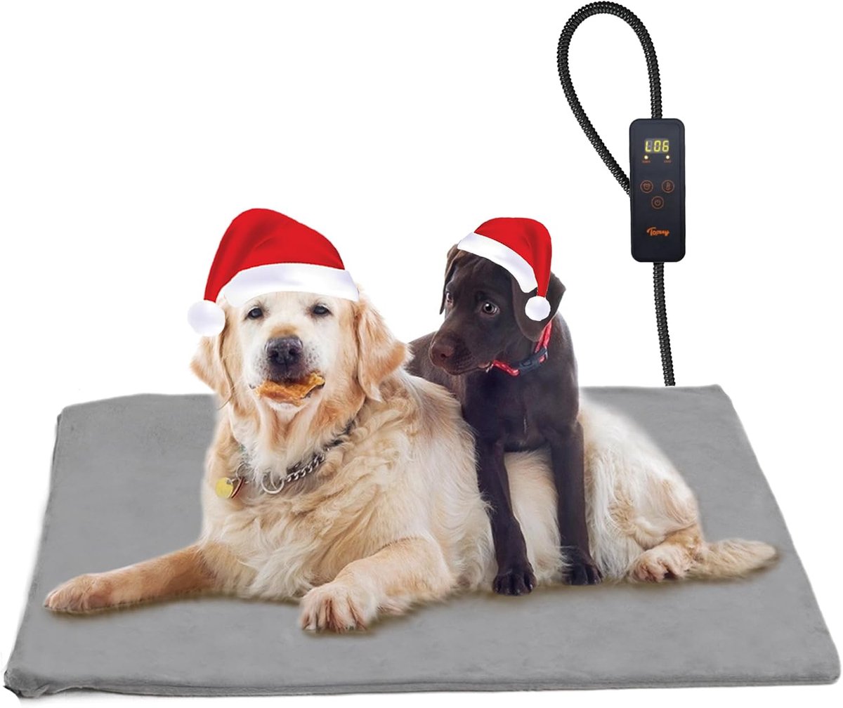 SnelShoppen - Toozey Verwarmingsmat voor Katten en Honden 120 x 70 cm, Instelbare Timer en Temperatuur, Veilige Elektrische Deken met Kristallen Fluwe