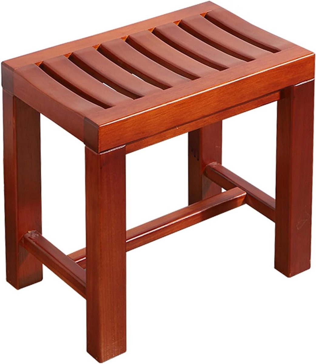 Badkamerkruk Hout - Voetenbankje Douchestoel - Douchen Comfort - Cipressenhout Waterbestendig - 420x280x340mm - Roodbruin