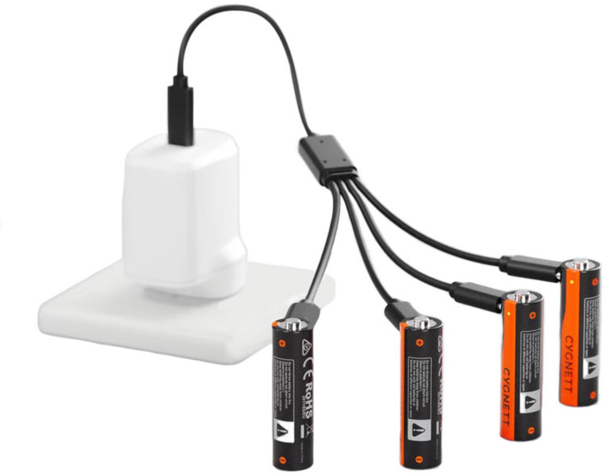 Cygnett AA USB-C Rechargeable Battery - 4 Pack - Black