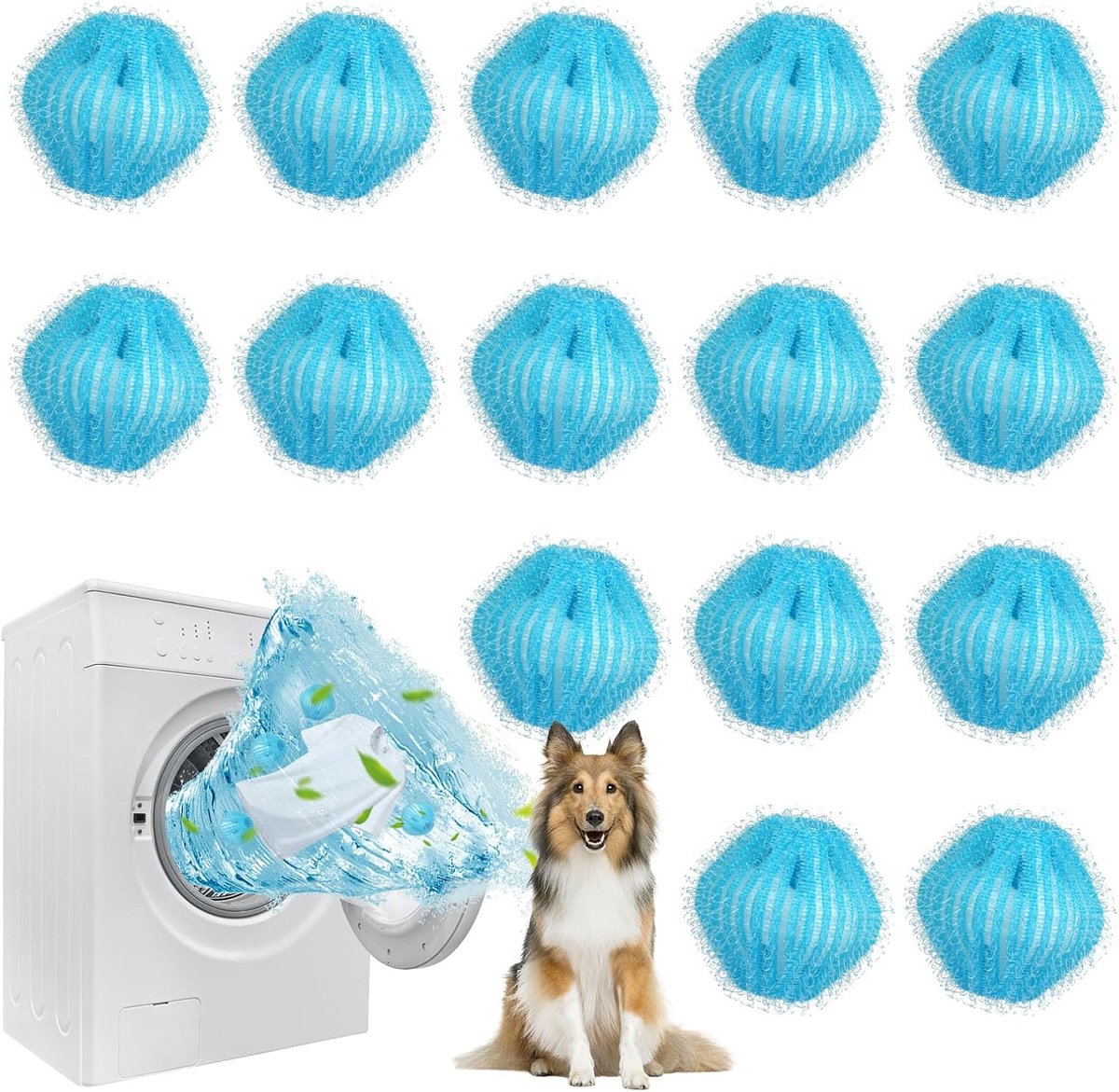 REWYTAZ-15 stuks haarvangers voor wasmachine, vangt haar in de wasmachine, herbruikbaar, voor het verwijderen van dierenharen, hondenharen, pluisjes, kattenharen