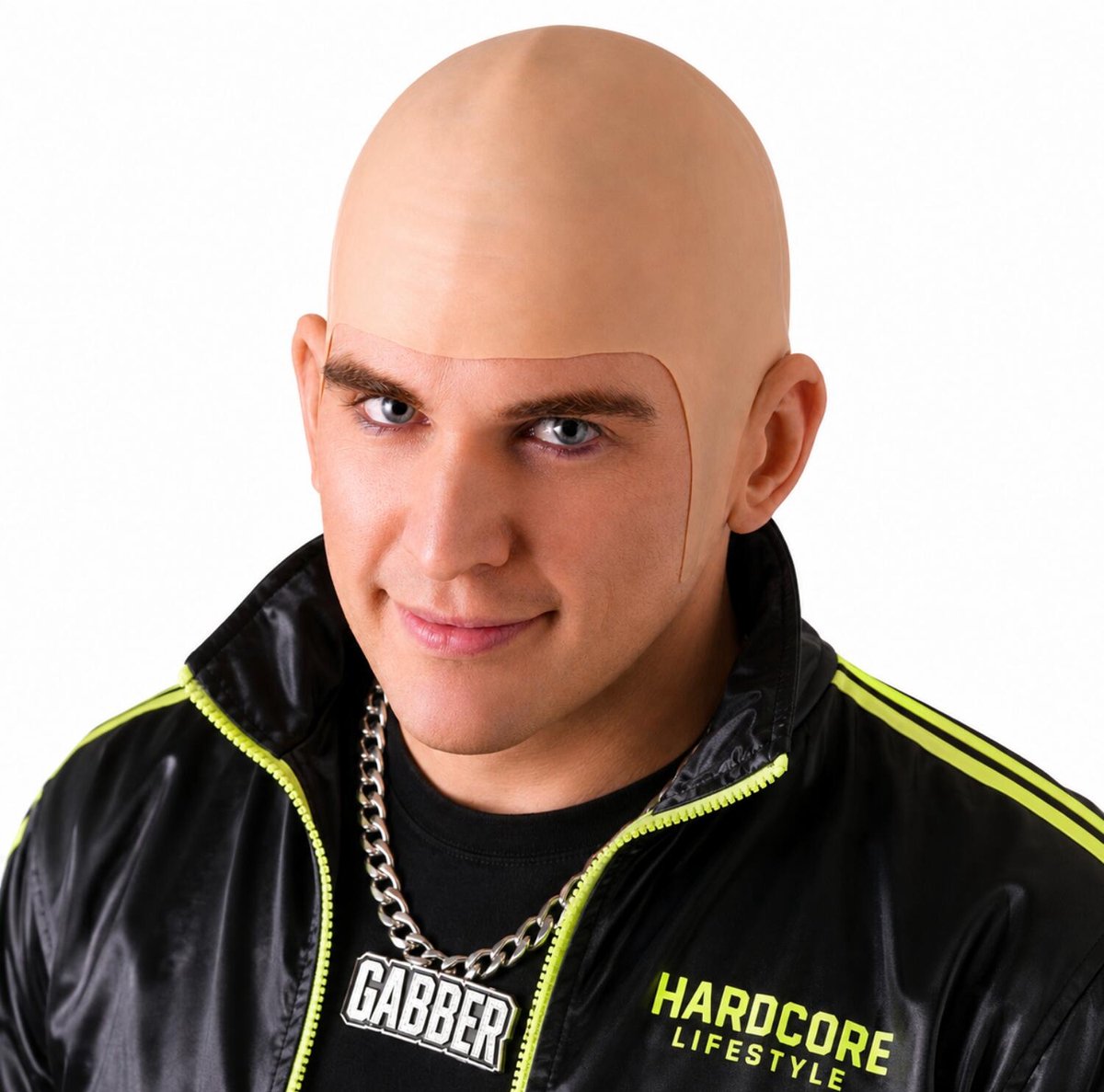 Kale kop gabber pruik - latex - jaren 90 thema feest - rave - volwassenen