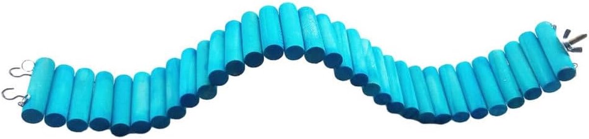 Hamster Klimladder - Klimbrug Hout - Dierenkooi Inrichten - Vervormbaar Duurzaam Hout - 30 cm - Blauw