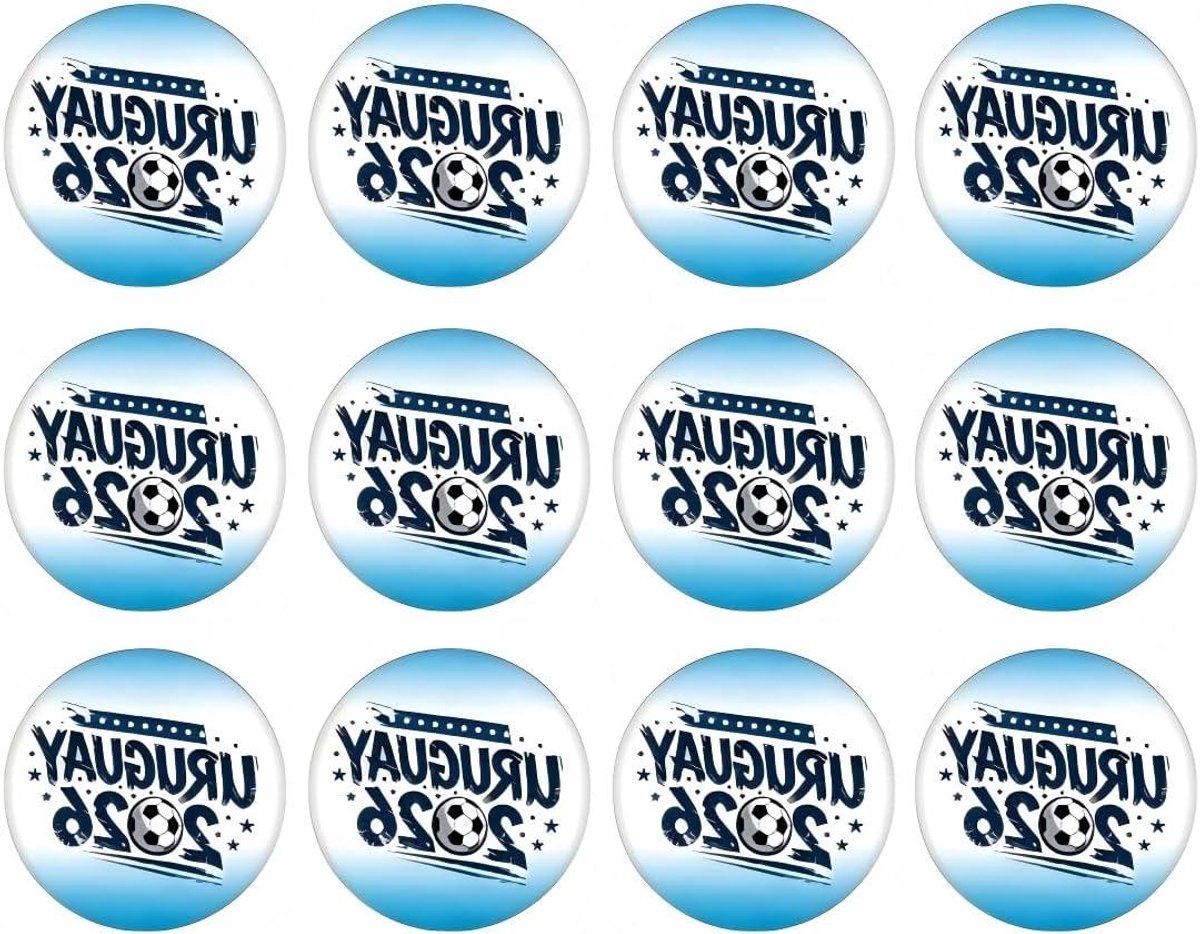 Voetbal Koelkastmagneten - Team Stickers - Supporter Aanmoedigen - Uruguay Vlag Design - 2.5 cm - Multicolor
