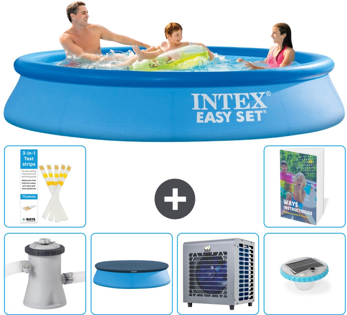 Intex Rond Opblaasbaar Easy Set Zwembad - 305 x 61 cm - Blauw - Inclusief Pomp - Afdekzeil - Warmtepomp - Verlichting - 7-delig