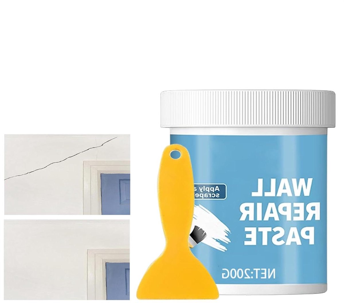 Wandreparatiepasta - Scheurvuller Vezelversterkt - Muren Herstellen - Waterbestendige Verbinding - 200 g - Wit